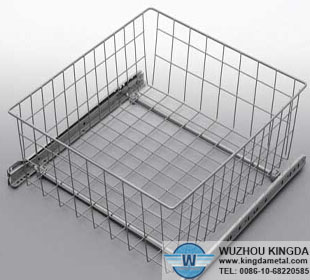 Sliding clothes storage wire mesh basket